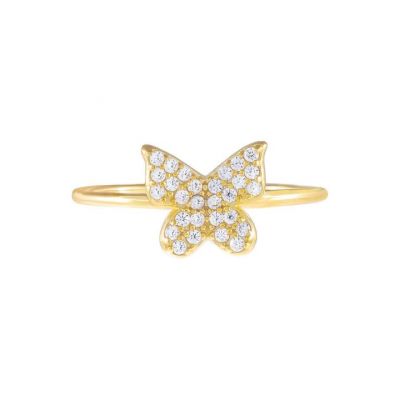 Dainty Diamond Butterfly Ring