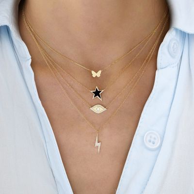 Onyx Star Necklace Adjustable 16”-20”