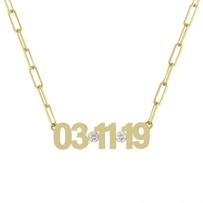 Custom Date Necklace with Gemstone Adjustable 16