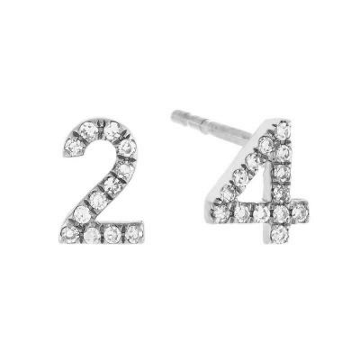 Personalized Diamond Number Stud Earrings