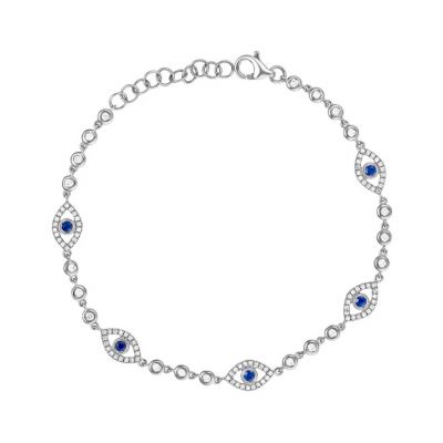 Sapphire Evil Eyes Bracelet Adjustable 6”-7.5”