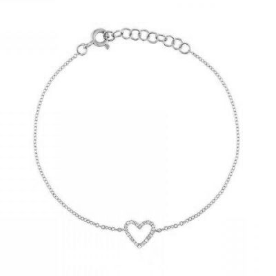 Diamond Open Heart Bracelet Adjustable 6”-7.5”