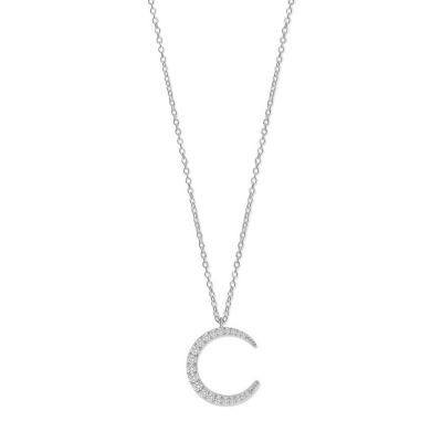 Crescent Sparkle Diamond Necklace Adjustable 16”-20”
