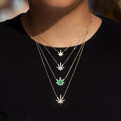 Diamond Leaf Necklace Adjustable 16”-20”