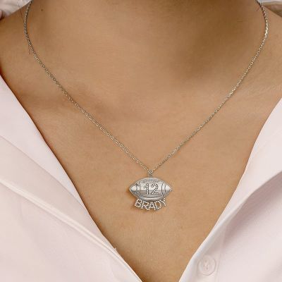 Brady - Custom Football Diamond Number Name Necklace for Women Adjustable 16”-20”