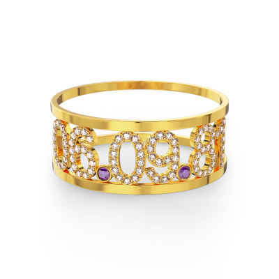 Natalie - Birthday Custom Cutout Diamond Date Ring