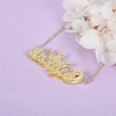 Custom 3D Double Layer Name Necklace with Crown