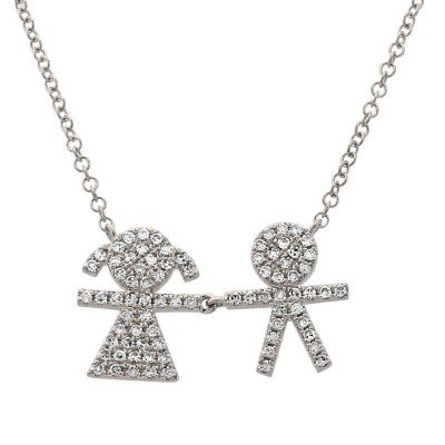Diamond Boy & Girl Family Necklace Adjustable 16”-20”