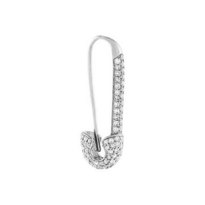 Diamond Safety Pin Drop Earrings