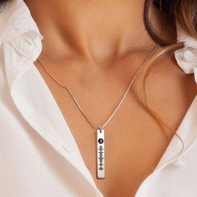 Scannable Spotify Code Custom Music Song Bar Necklace Adjustable 16”-20”