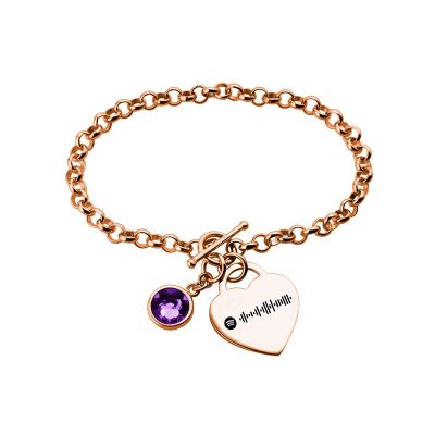 Scannable Spotify Code Custom Music Song Heart Bracelet with Birthstone