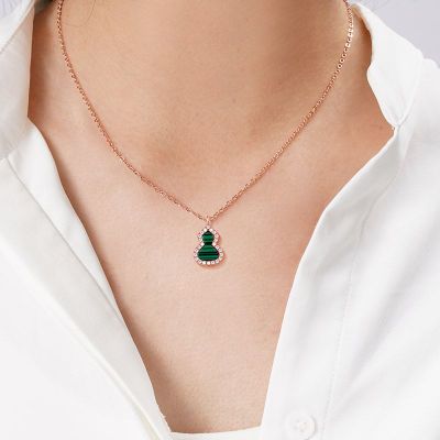 Malachite Diamond Gourd Necklace