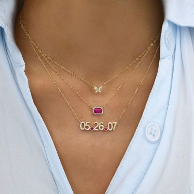 Rose Quartz Diamond Necklace Adjustable 16”-20”