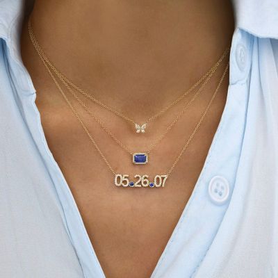 Sapphire Diamond Necklace Adjustable 16”-20”