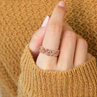 Custom Diamond Date Ring with Birthstone