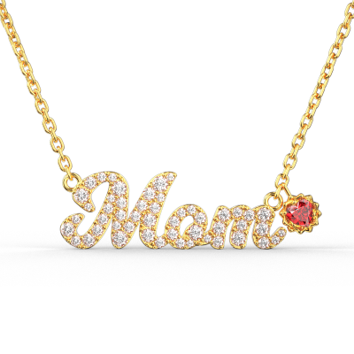 Custom Diamond Name Necklace with Heart Birthstone Flower Adjustable 16”-20”