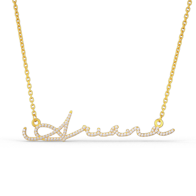 Ariana - Custom Diamond Name Necklace Adjustable 16”-20”