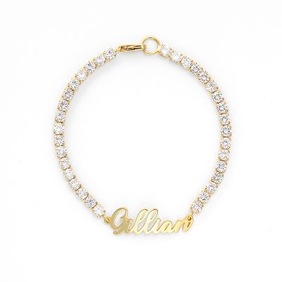 Custom Name Bracelet with Diamond Chain