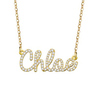 Chloe - Custom Diamond Name Necklace Adjustable 16”-20”