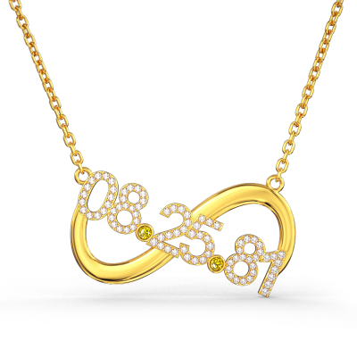Birthday Custom Date Infinity Necklace with Birthstone Adjustable 16”-20”