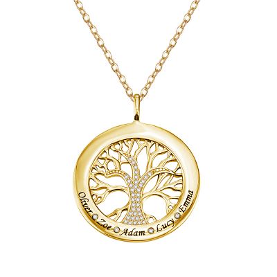 Custom Tree of Life Multi-name Necklace Adjustable 16”-20”