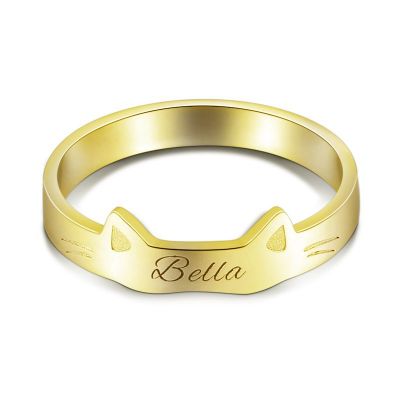 Personalized Name Ring with Cat Ears
