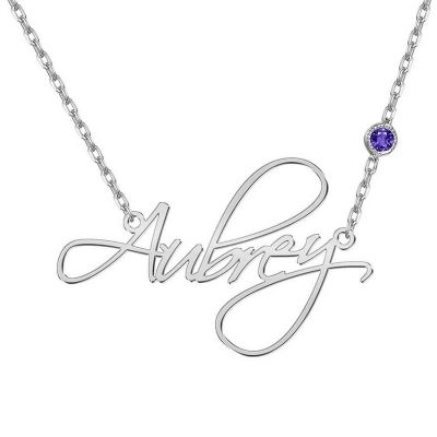 Personalized Name Necklace with Birthstone Adjustable 16”-20”