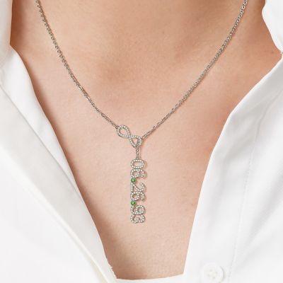 Ariana - Birthday Custom Date Infinity Pendant Necklace with Birthstone Adjustable 16”-20”