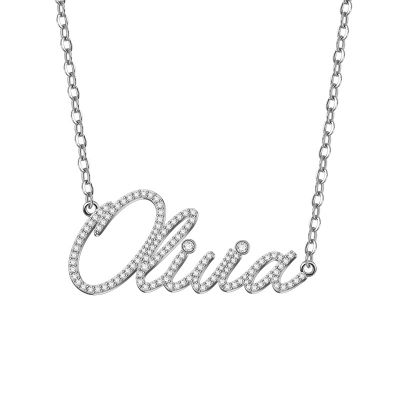 Custom Diamond Name Necklace Adjustable 16”-20”