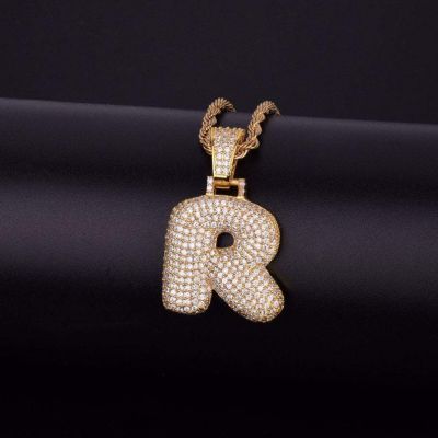 Custom Bling Bubble Crystal Hip Hop Letter Necklace