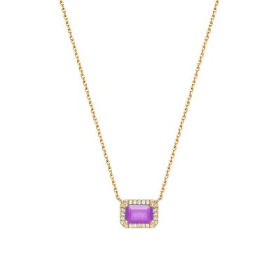 Light Amethyst Diamond Necklace Adjustable 16”-20”