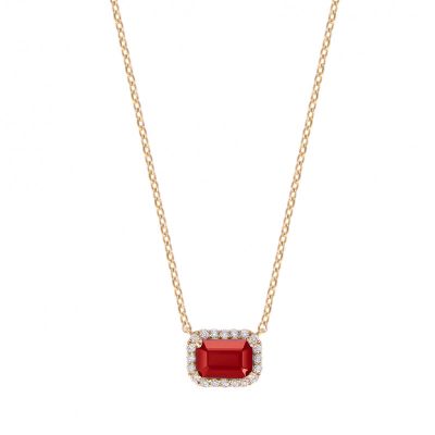 Garnet Diamond Necklace Adjustable 16”-20”