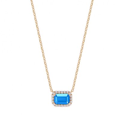Aquamarine Diamond Necklace Adjustable 16”-20”