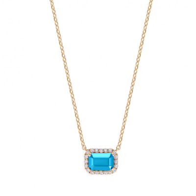 Blue Zircon Diamond Necklace Adjustable 16”-20”