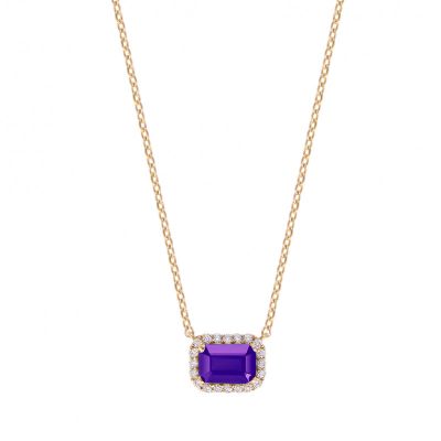 Amethyst Diamond Necklace Adjustable 16”-20”