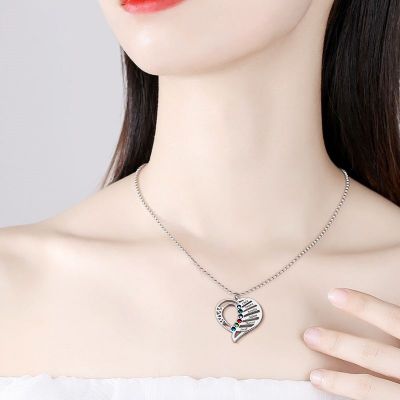 Custom Heart Multi Stones & Name Necklace