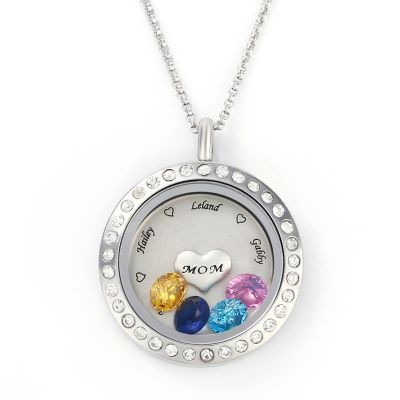 Personalized Locket Necklace with Birthstone