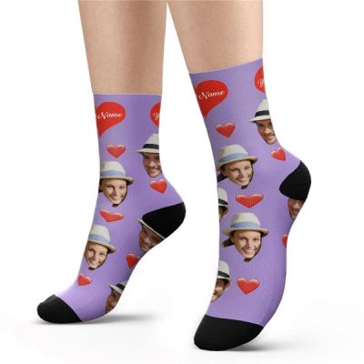 Custom Photo Socks with Your Text Heart