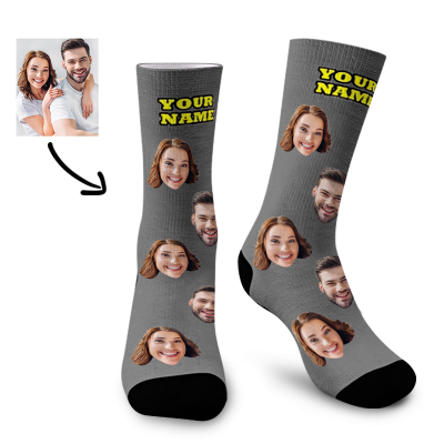 Custom Couple Photo Socks with Your Name
