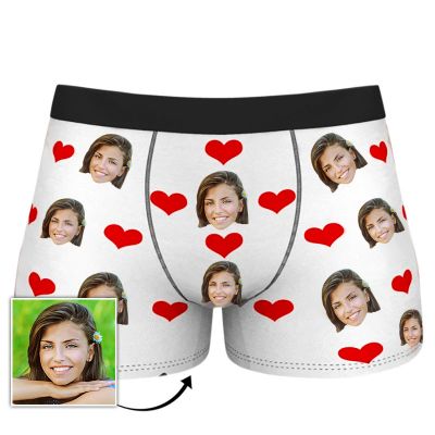 Custom Photo Face Underwear with Heart  - Men