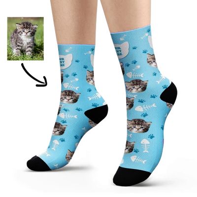 Custom Cat Name and Photo Socks