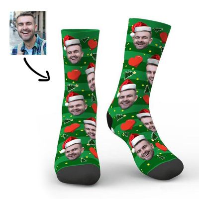 Custom Christmas Photo Socks with Heart