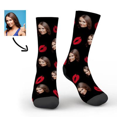 Custom Photo Socks with Lip Print