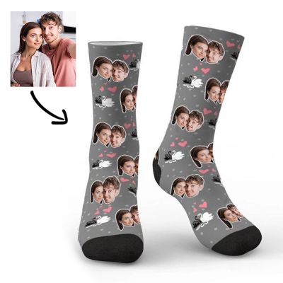 Custom Swan Couple Face Socks