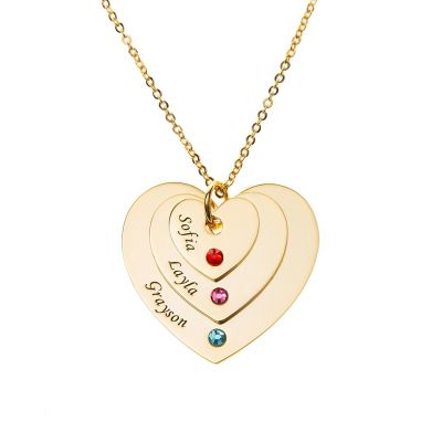 Custom Heart Shaped Name Necklace with Birthstone Adjustable 16”-20”