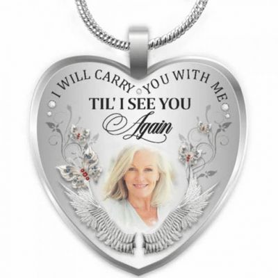 Photo Memorial  Necklace I will carry you with me 16”-20”