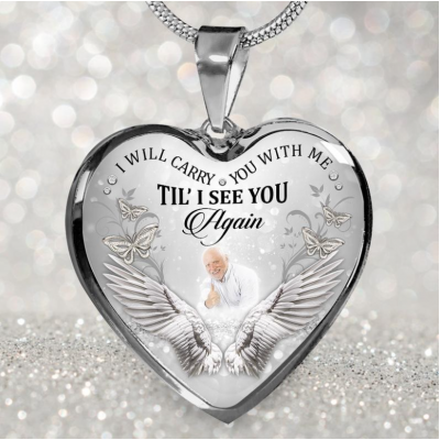 Custom Photo Memorial Necklace I will carry you with me 16”-20”