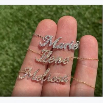 Custom Diamond Name Necklace Adjustable Chain 16”-20