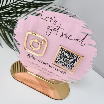 Personalized Circular Business Social Media Instagram QR Code Sign| 7x7 inches