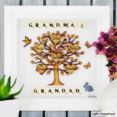Scrabble Family Tree Picture White Frame